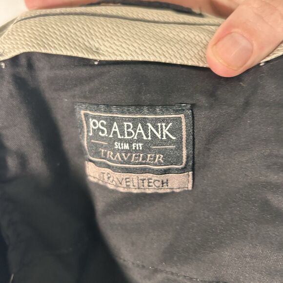Jos A Bank Wool Blend Dress Pants Mens 38 R Grey Travel Tech Slim Fit Flat Front - Picture 7 of 9